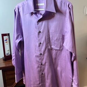 Geoffrey Beene Purple Dress Shirt Long-Sleeved Button-Up